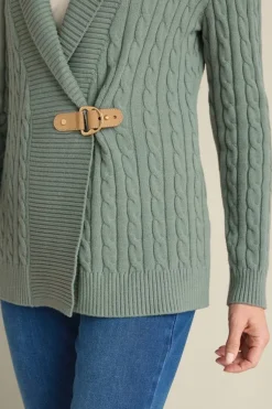 Best Soft Surroundings Ivey Cable Knit Cardigan AgaveGreen