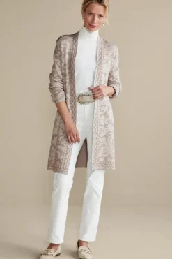 Discount Soft Surroundings Ivy Shimmer Long Cardigan NeutralFloral