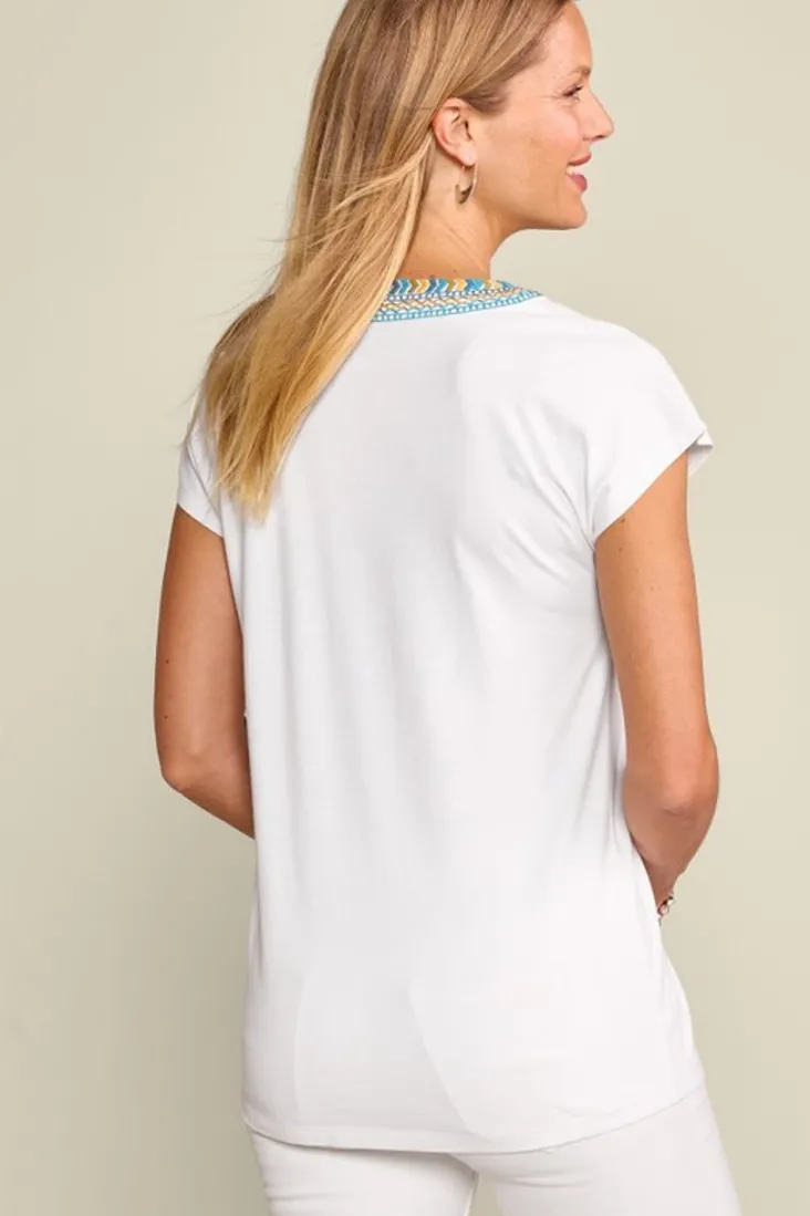 Clearance Soft Surroundings Izabel Embroidered Tee White