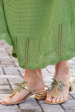 Best Soft Surroundings J. Renee Palmy Slide Sandal Gold/Multi