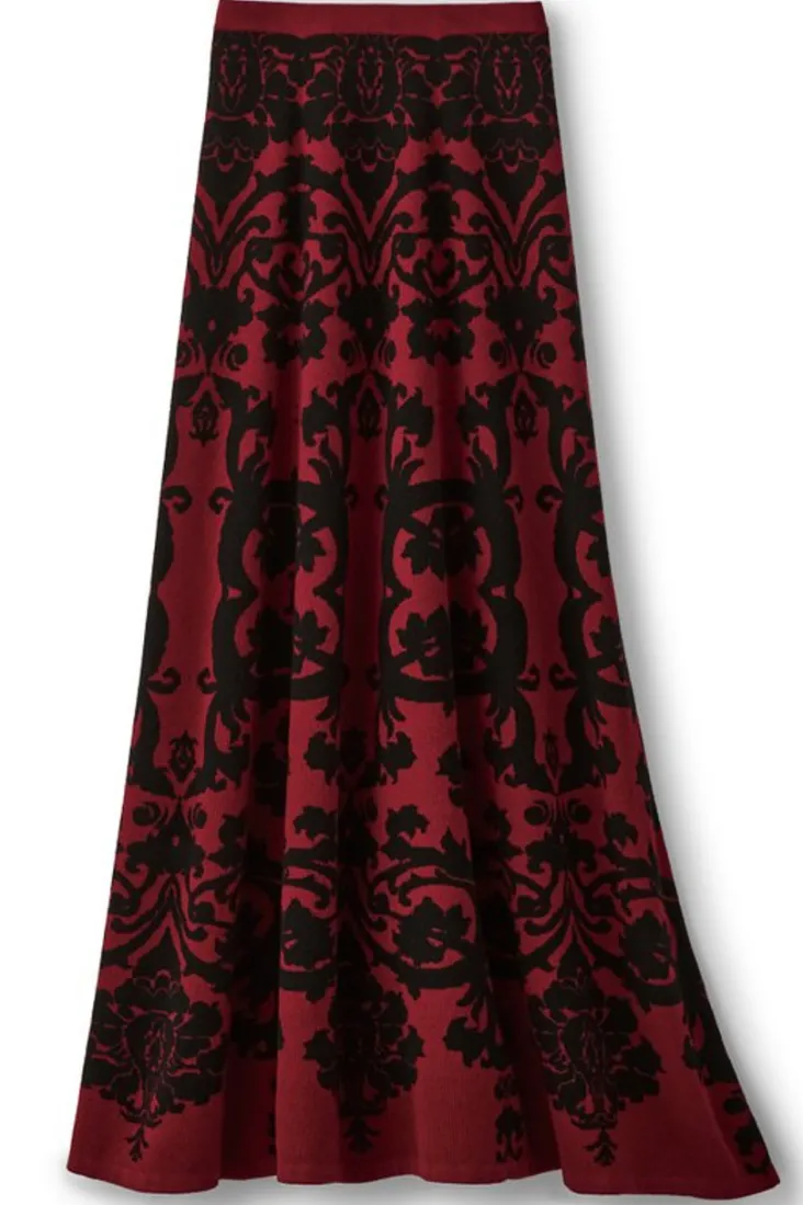 Discount Soft Surroundings Jacobean Sweater Skirt RedBaroque