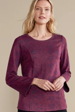 Soft Surroundings Jeri Jacquard Top MultiFloral