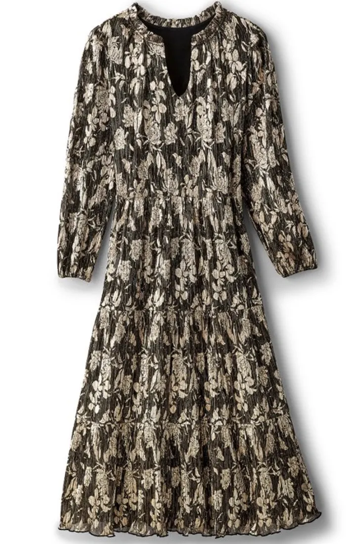 New Soft Surroundings Jobelle Shimmer Midi Dress FoilGarden