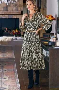 New Soft Surroundings Jobelle Shimmer Midi Dress FoilGarden