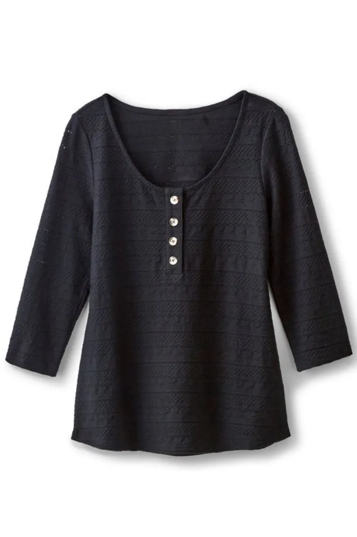 Outlet Soft Surroundings Jude Textured Top Black