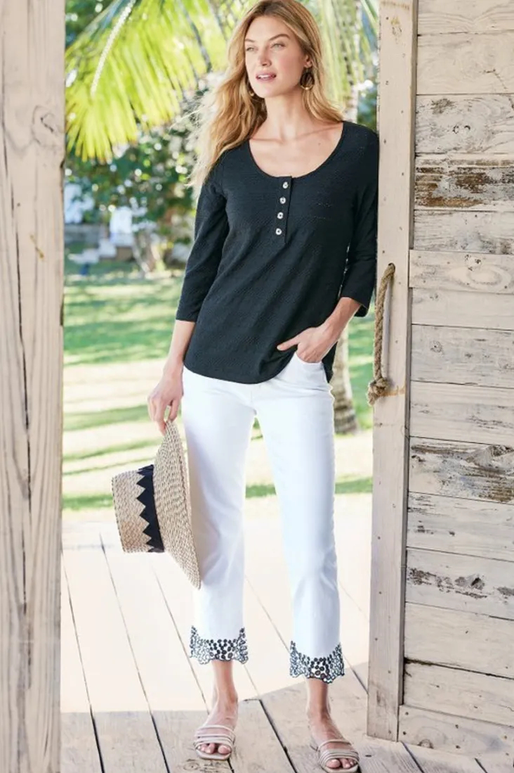 Outlet Soft Surroundings Jude Textured Top Black