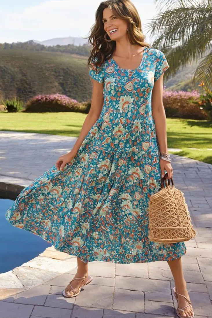 Clearance Soft Surroundings Kara Dress FieryTealJacobean