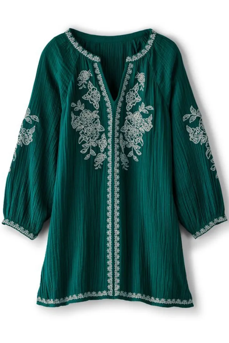Best Soft Surroundings Katie Gauze Tunic TealGreen