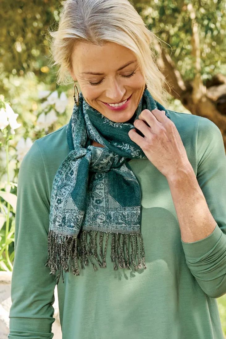Discount Soft Surroundings Kelly Woven Scarf TealGreen