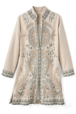 New Soft Surroundings Kerala Embellished Natural Jacket NaturalSeed