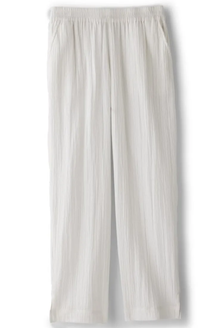 Hot Soft Surroundings Khulani Straight Leg Gauze Crop Pants Navy