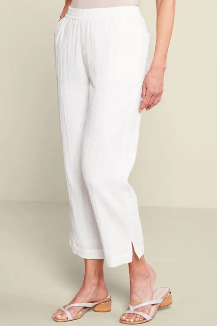 Hot Soft Surroundings Khulani Straight Leg Gauze Crop Pants Navy