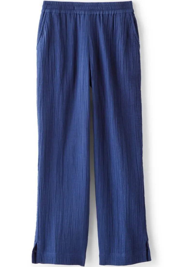 Hot Soft Surroundings Khulani Straight Leg Gauze Crop Pants Navy
