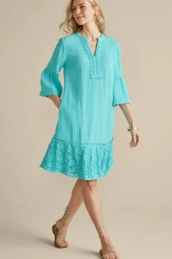 Hot Soft Surroundings Kiona Gauze Short Dress HawaiianAqua