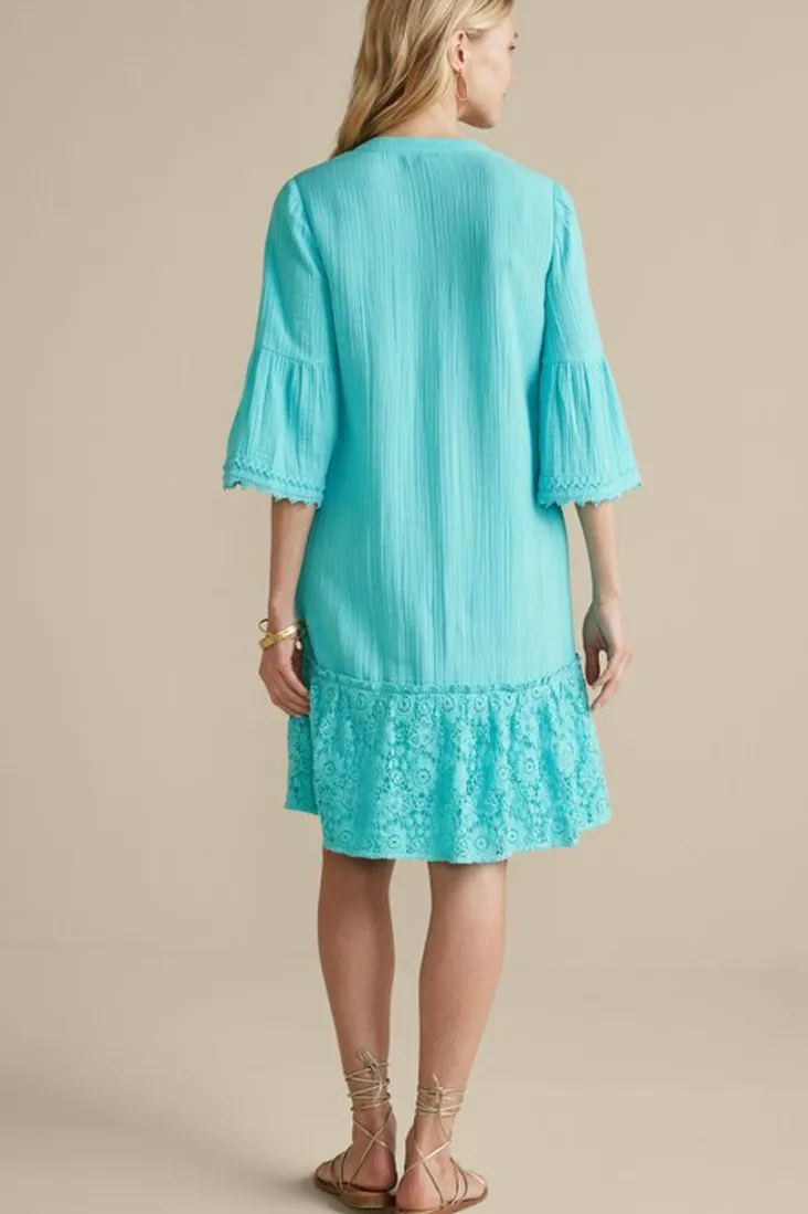 Hot Soft Surroundings Kiona Gauze Short Dress HawaiianAqua