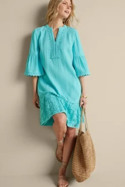Hot Soft Surroundings Kiona Gauze Short Dress HawaiianAqua