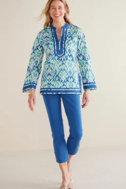 Discount Soft Surroundings Kirti Ikat Tunic Green/TealIkat