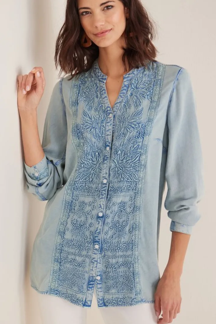 Online Soft Surroundings Las Olas Shirt LightBlue