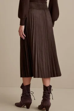 Discount Soft Surroundings Lavina Faux Suede Skirt DarkBrown