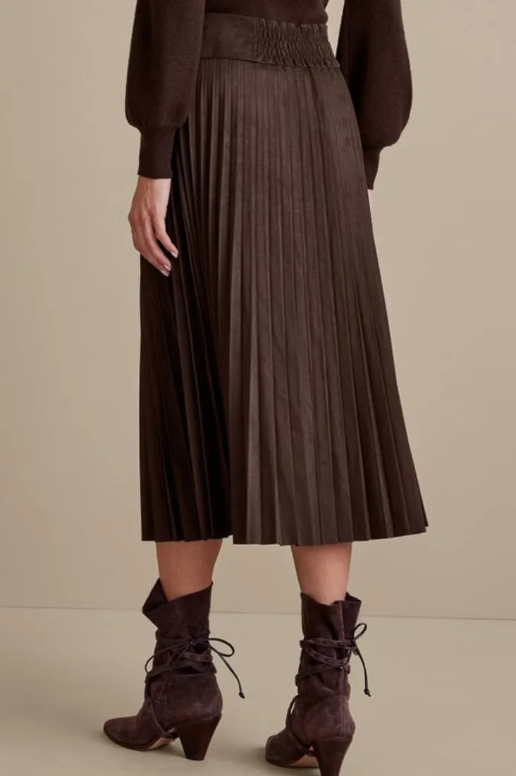 Discount Soft Surroundings Lavina Faux Suede Skirt DarkBrown