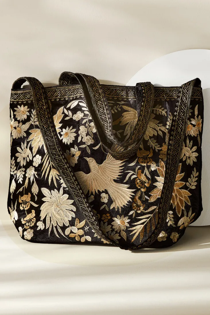 Discount Soft Surroundings Lenora Embroidered Tote Black