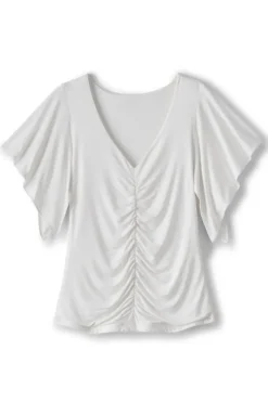 New Soft Surroundings Leya Ruched Top SwedishBlue
