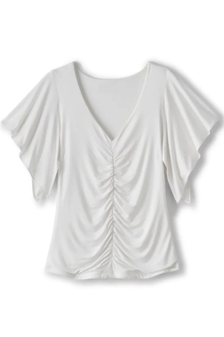 New Soft Surroundings Leya Ruched Top SwedishBlue