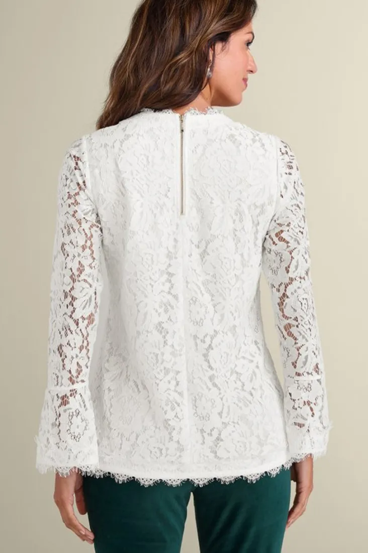 Soft Surroundings Lilith Lace Top White