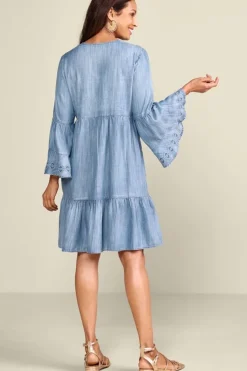 Sale Soft Surroundings Lina Short Dress LightChambray