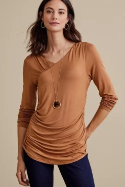 Outlet Soft Surroundings Linette Top Hazelnut