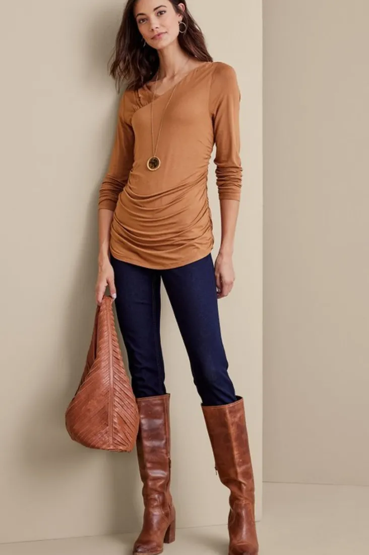 Outlet Soft Surroundings Linette Top Hazelnut