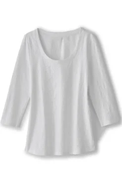 Hot Soft Surroundings Linnea Embroidered 3/4 Sleeve Tee Navy