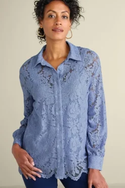 New Soft Surroundings Lisa Lace Button Front