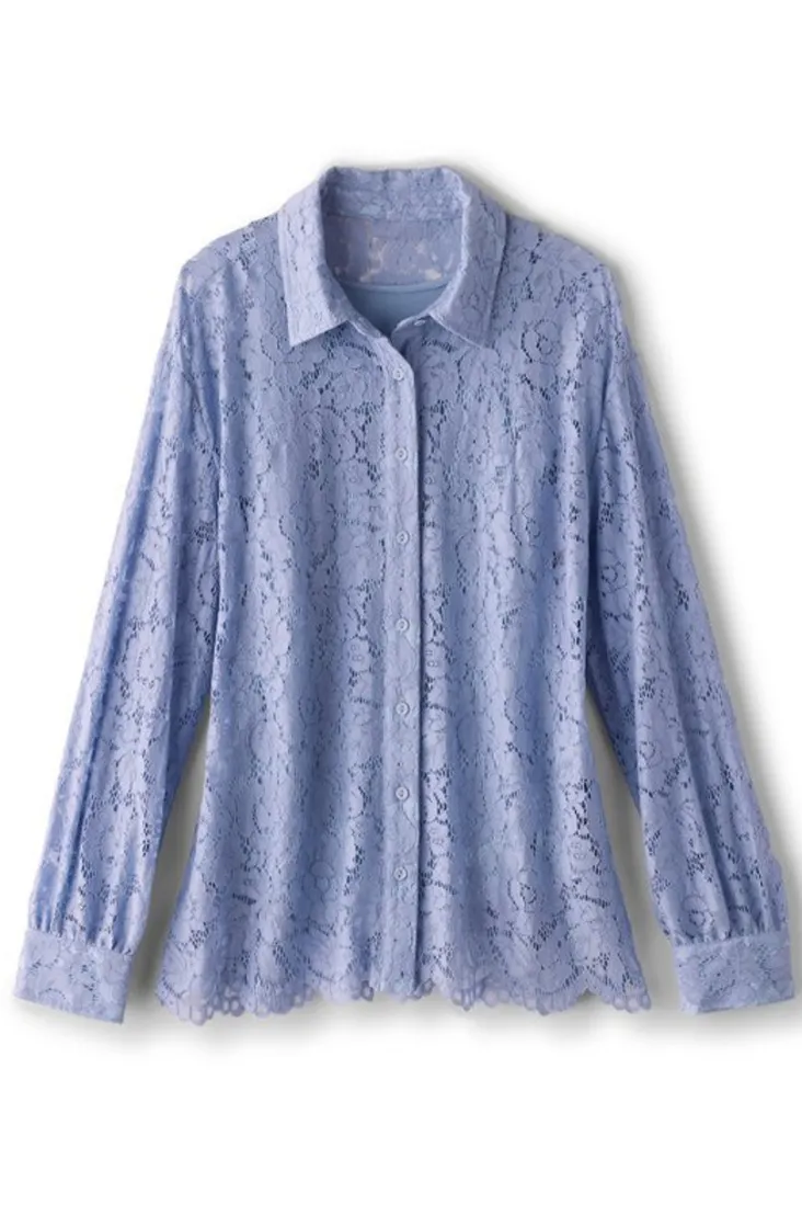 New Soft Surroundings Lisa Lace Button Front