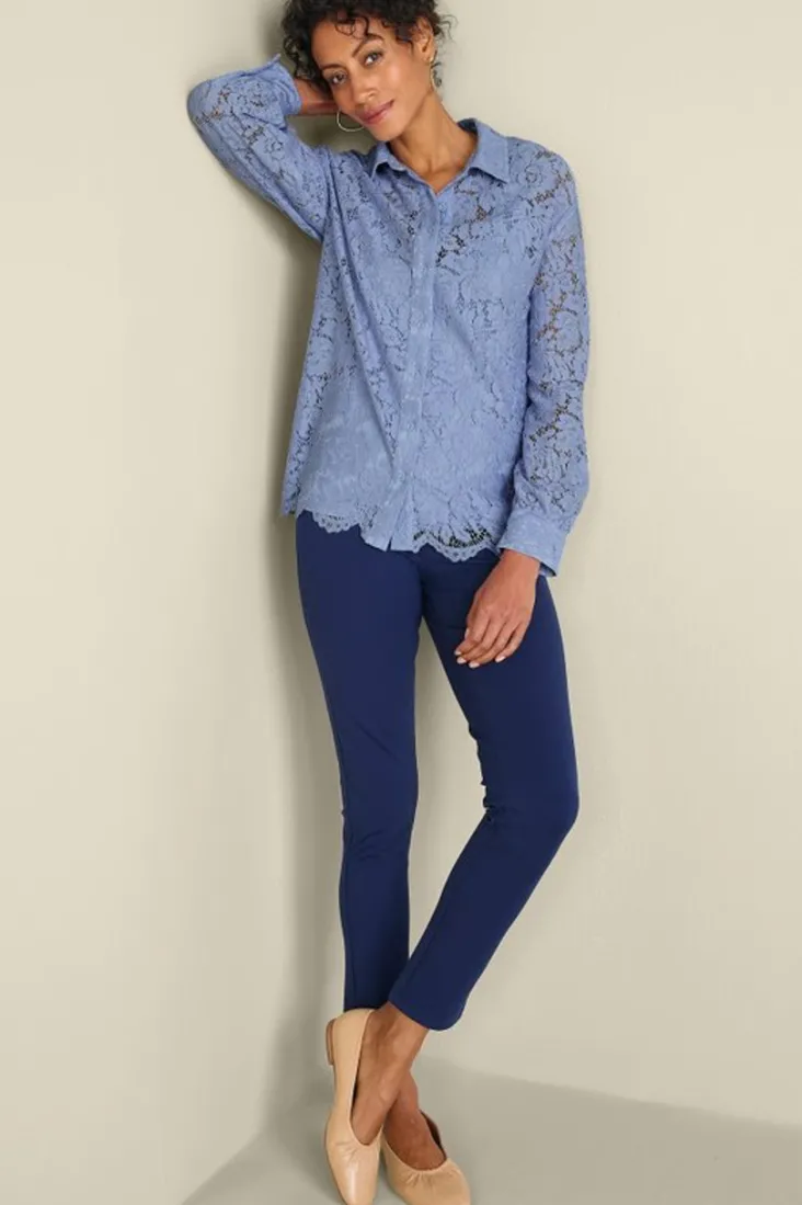 New Soft Surroundings Lisa Lace Button Front