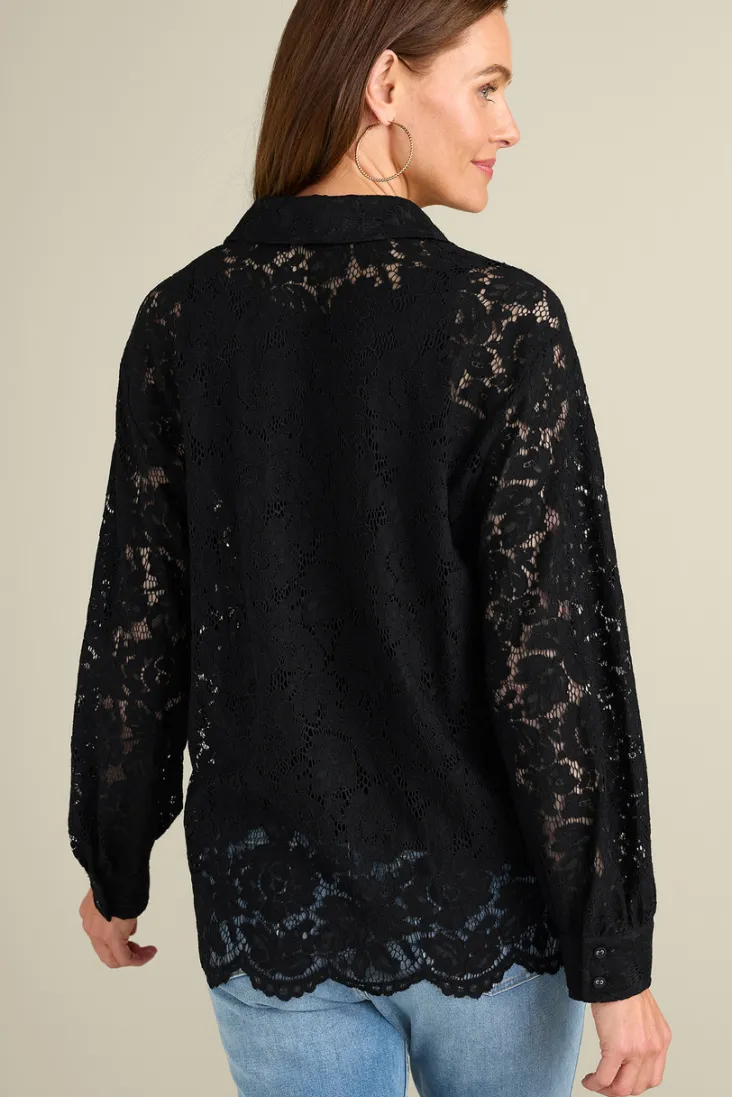 New Soft Surroundings Lisa Lace Button Front