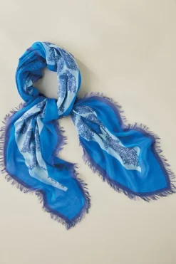 Clearance Soft Surroundings Livie Square Scarf BlueMulti