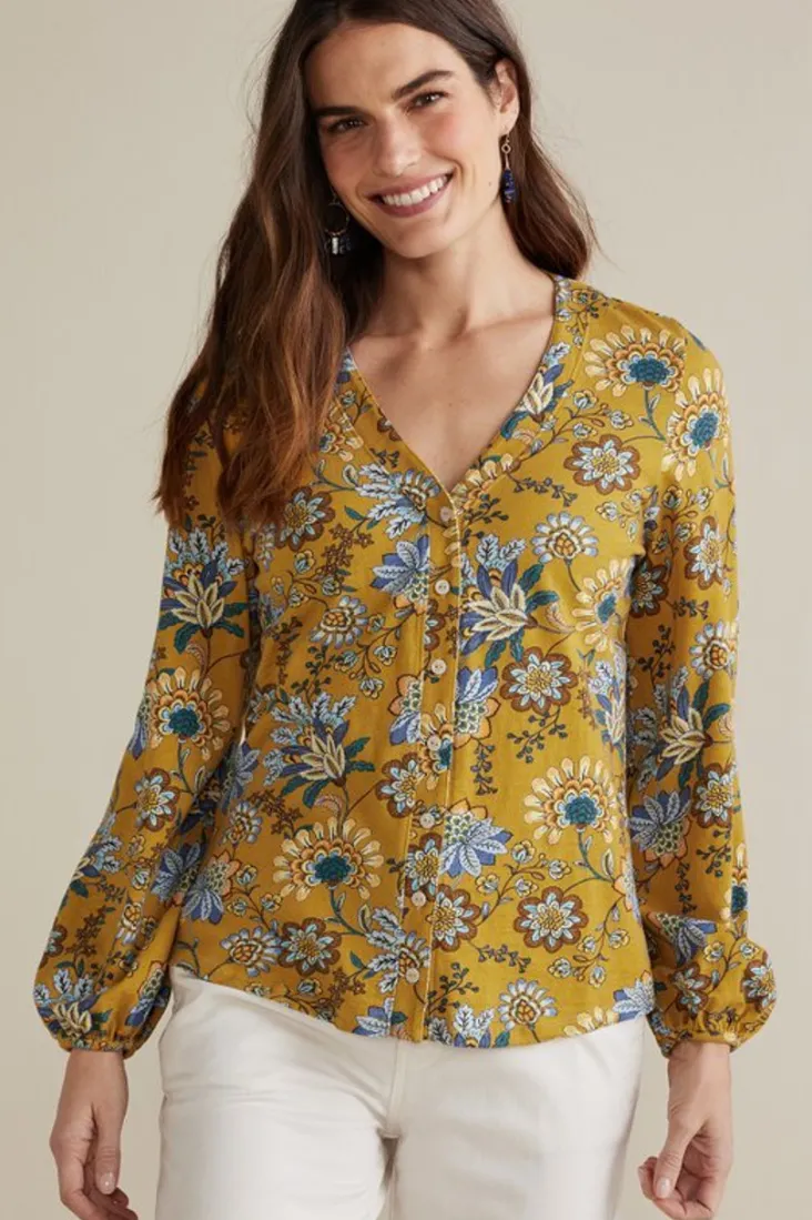 Discount Soft Surroundings Lorna Button Front Top