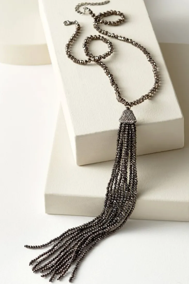 Hot Soft Surroundings Luciana Tassel Necklace Hematite