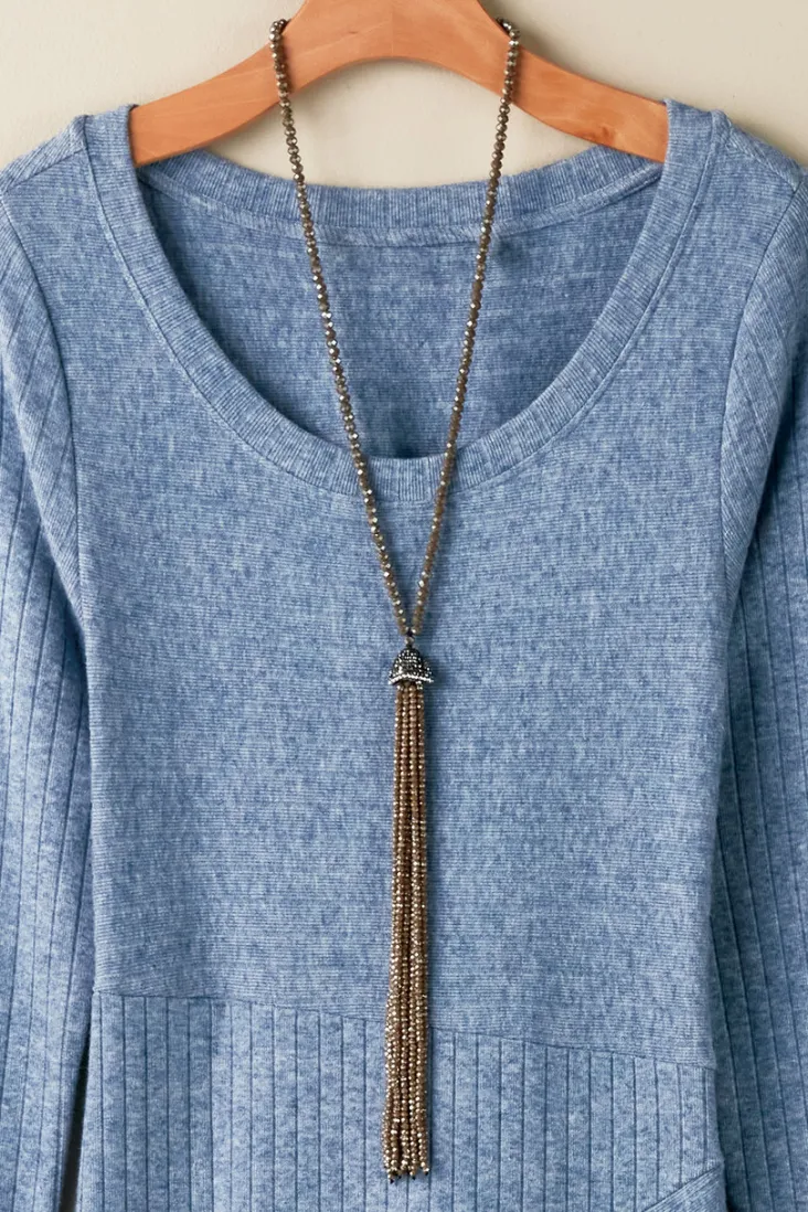 Hot Soft Surroundings Luciana Tassel Necklace Hematite