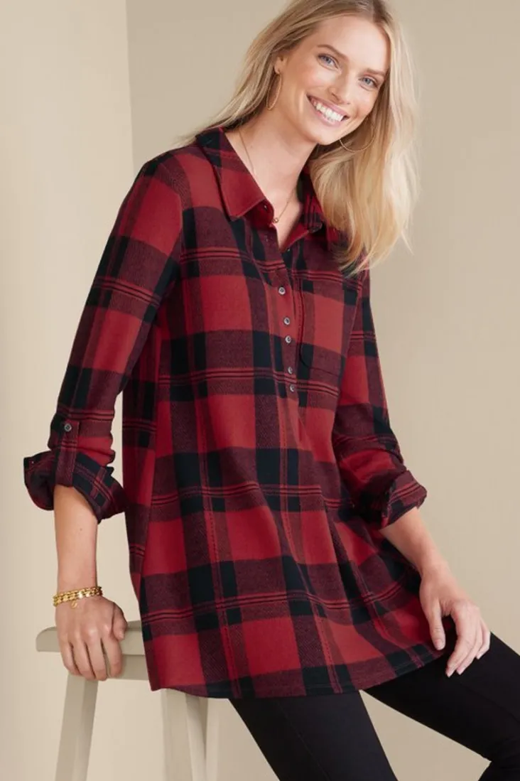Sale Soft Surroundings Mad About Plaid Top