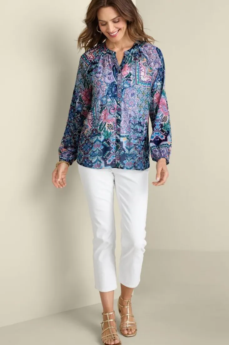 Discount Soft Surroundings Maisie Long Sleeve Top SafiTapestry