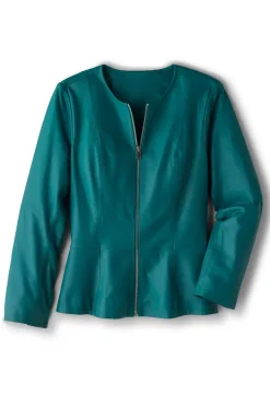 Best Soft Surroundings Marfa Leather Jacket DeepLagoon