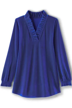 New Soft Surroundings Marlee Ruffle Velvet Top