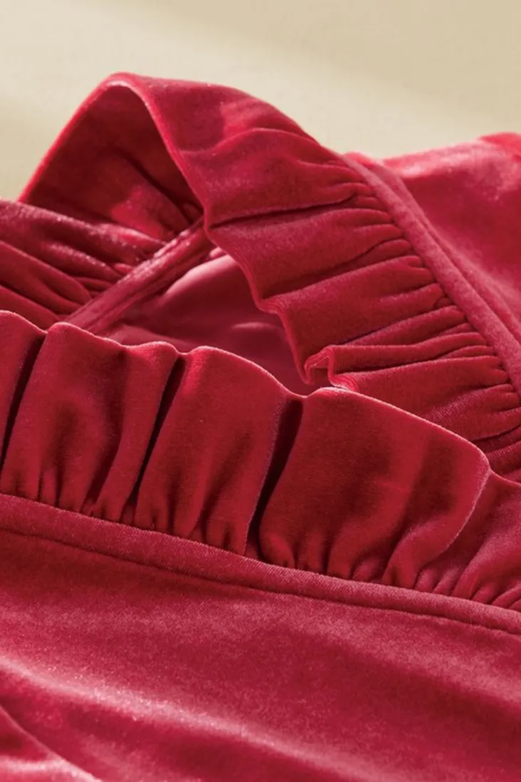 New Soft Surroundings Marlee Ruffle Velvet Top