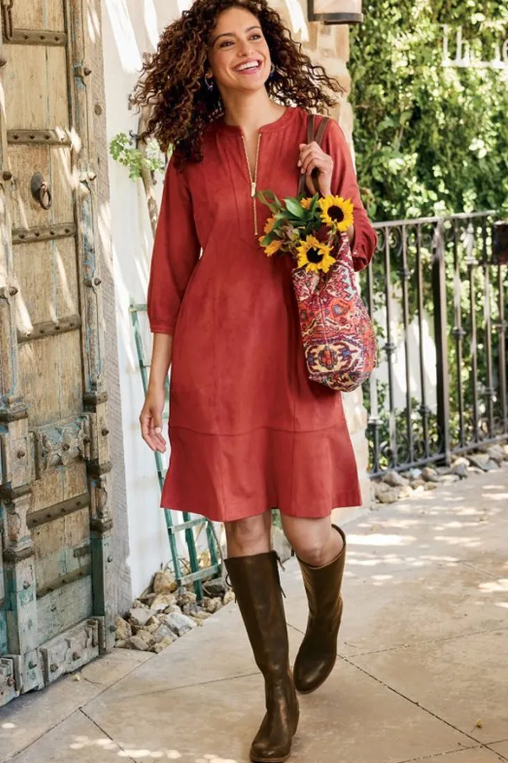 Discount Soft Surroundings Martine Faux Suede Dress BossaNova