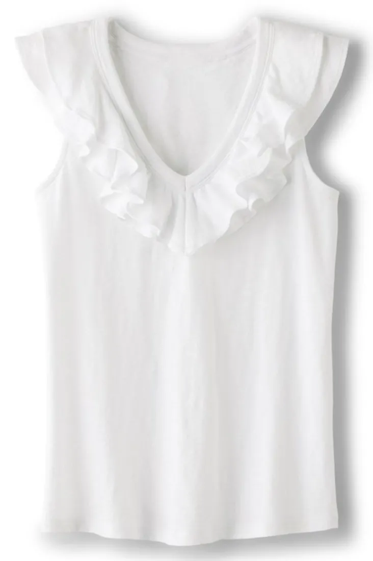 Hot Soft Surroundings Marybeth Ruffle Tank AmericanBeauty