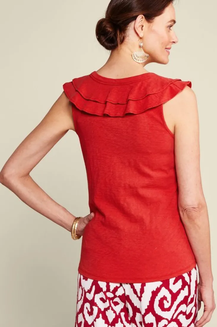 Hot Soft Surroundings Marybeth Ruffle Tank AmericanBeauty