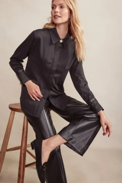 Best Soft Surroundings Mattea Faux Leather Cuff Tunic Black