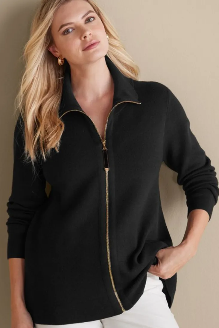New Soft Surroundings Meria Zip Cardi